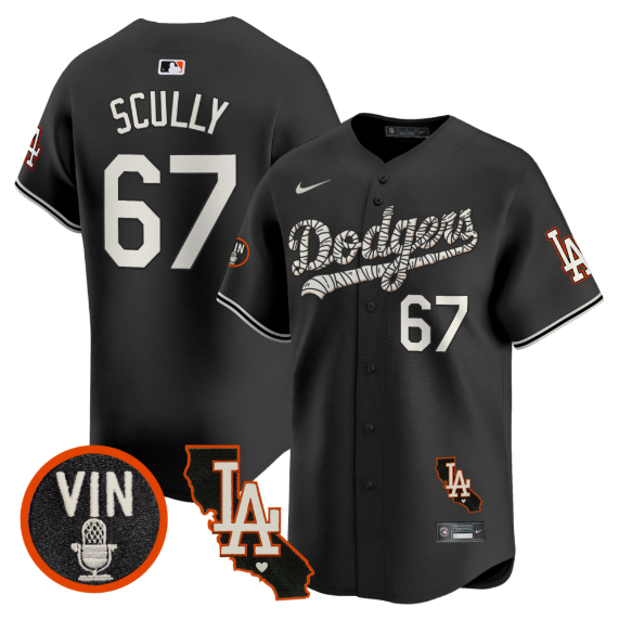Men Los Angeles Dodgers 67 Scully 2025 black Limited Stitched Jersey style 2